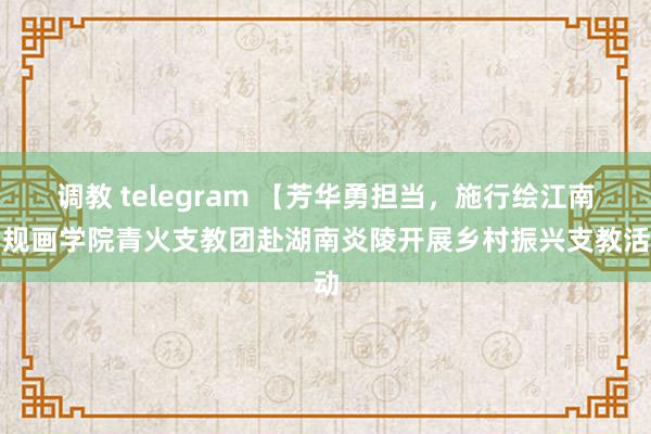 调教 telegram 【芳华勇担当，施行绘江南】规画学院青火支教团赴湖南炎陵开展乡村振兴支教活动