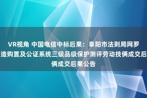 VR视角 中国电信中标后果：阜阳市法则局网罗安全建造购置及公证系统三级品级保护测评劳动技俩成交后果公告