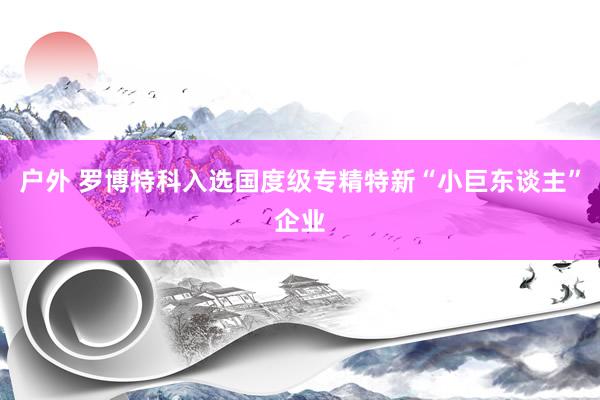 户外 罗博特科入选国度级专精特新“小巨东谈主”企业